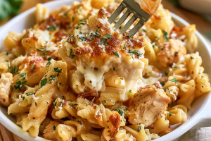 Garlic Parmesan Chicken Pasta Bake