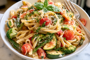 Pasta Primavera with Creamy Parmesan Herb Sauce