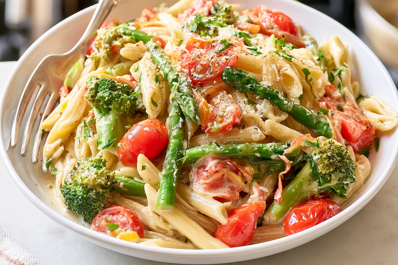 Pasta Primavera: Creamy Penne with Fresh Vegetables