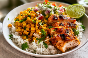 Street Corn Chicken Rice Bowl