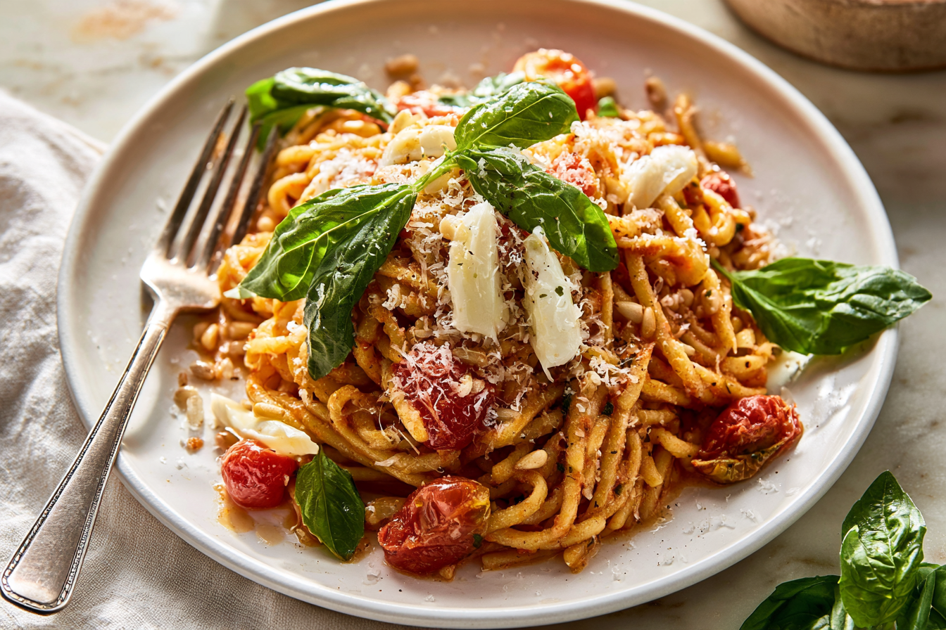 Summer Pasta: Lemon-Basil Pasta with Cherry Tomatoes & Burrata